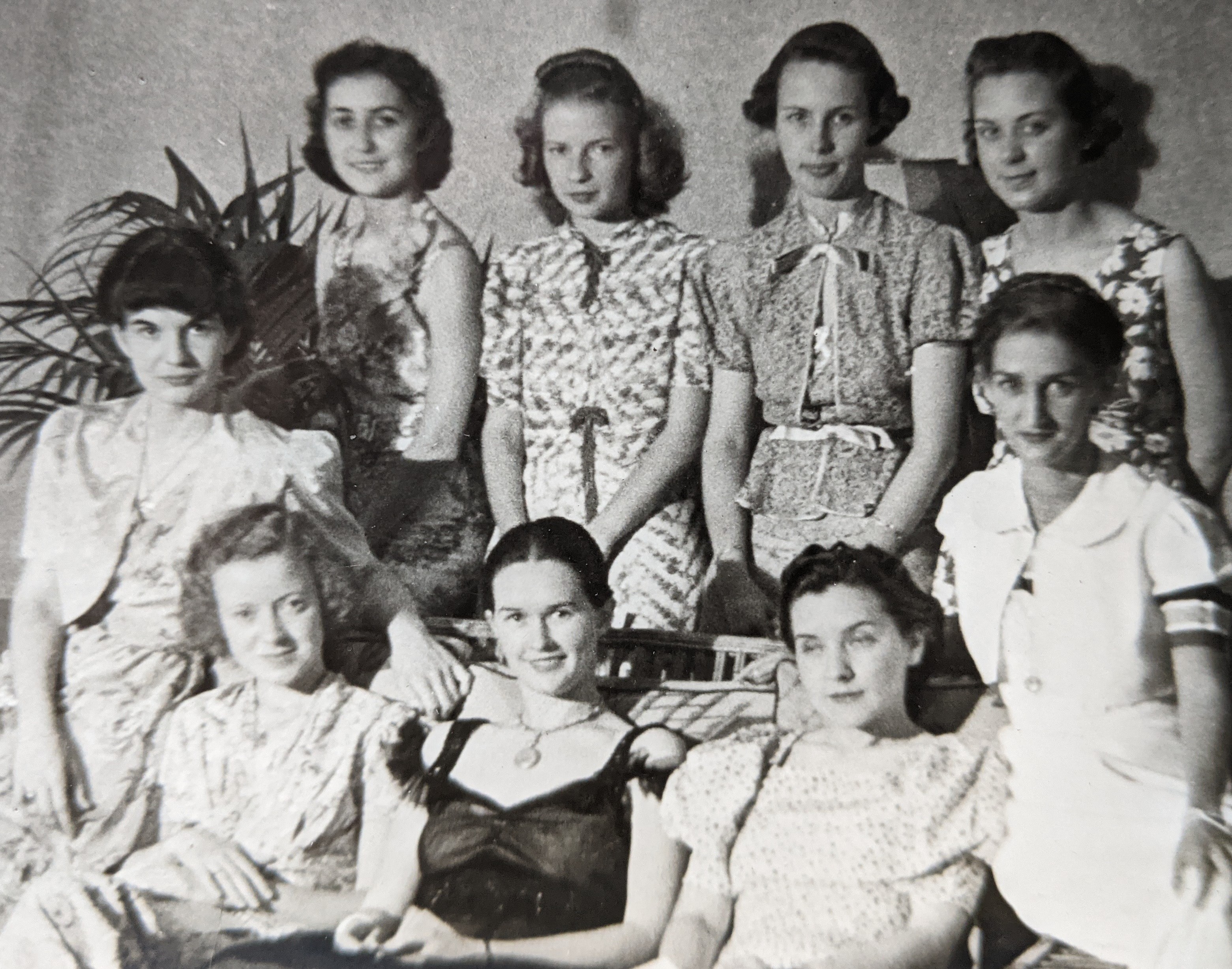 Kitty is pictured, far left, with one of her women's student groups, most likely Chi Omega.