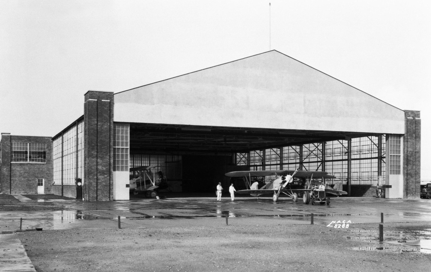 A NACA Langley plane hangar in the early 1930s. 