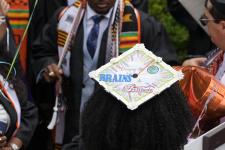 A student's decorated mortarboard